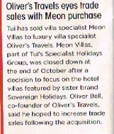 travelweekly - Meon acquisition - Oliver's Travels