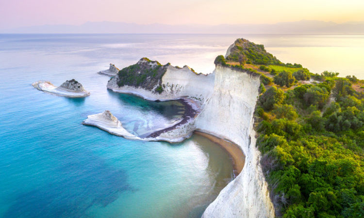 Beautiful view of Cape Drastis in the island of Corfu in Greece