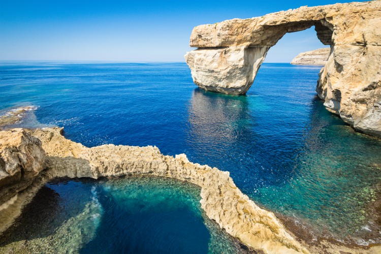 The world famous Azure Window in Gozo island - Mediterranean nature wonder in the beautiful Malta