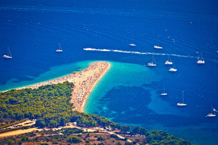 Zlatni rat beach aerial view, Island of Brac, Dalmatia, Croatia