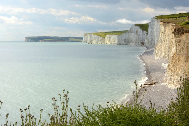 White Chalk Cliffs the Seven Sisters at Birling Gap near Eastbourne in East Sussex. England