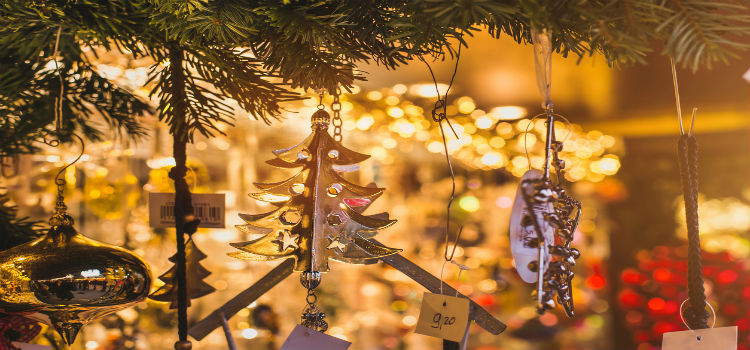 decorations at a christmas market