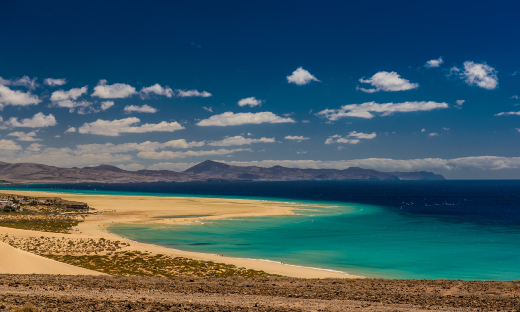 beach and water volcanic landscape of fuerteventura