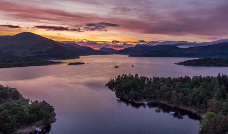 Loch Lomond Aerial Sunset